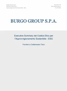 Executive Summary del Codice Etico per l’Approvvigionamento Sostenibile - ESG